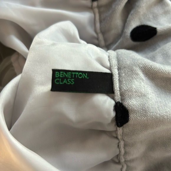 Benetton Class sz L 8/9 velour velvet black and gray polka dot skirt with tulle - Picture 4 of 11